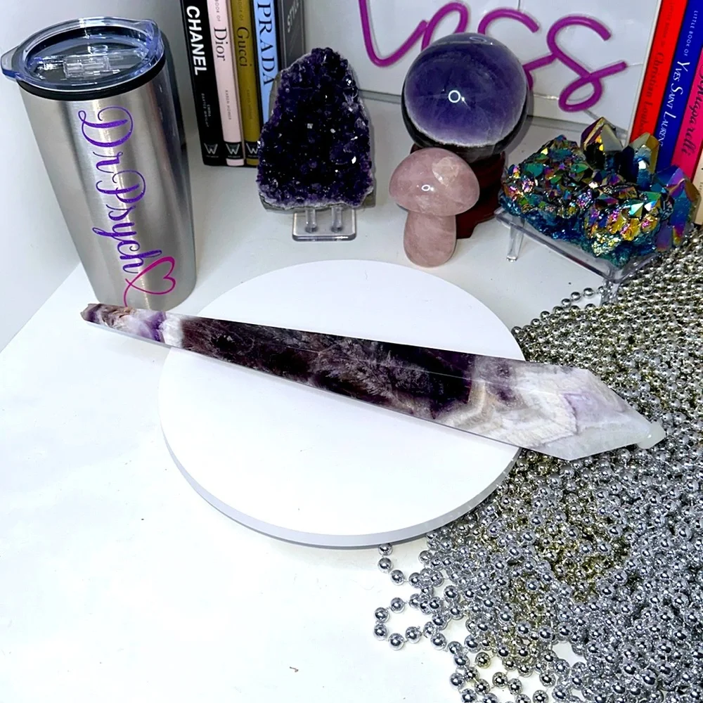 SOLD! Chevron Amethyst Wand - 13 1/8 inches - CHAMYWND1318-001 - Picture 1 of 8